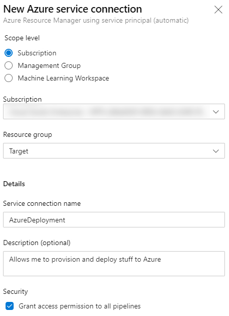 Create a new service connection