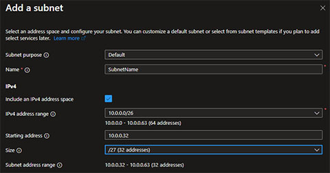 Creating a subnet