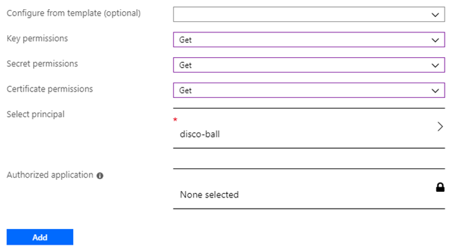Key Vault Policy Settings