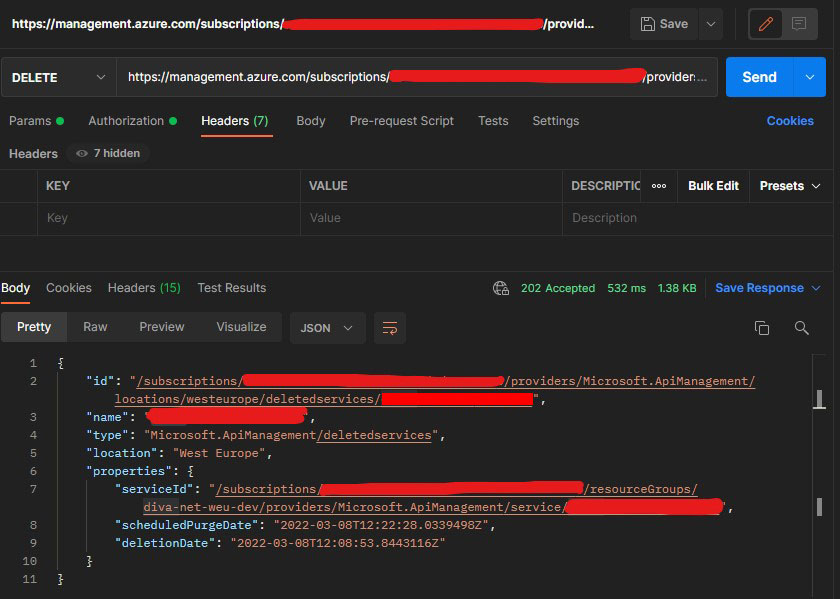 Purging services with Postman